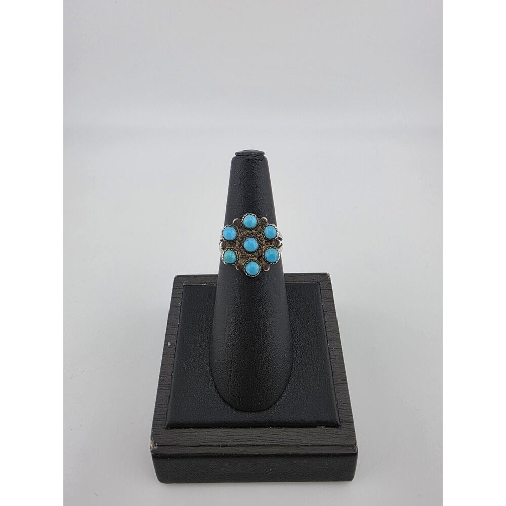 Native American Sterling Silver 925 Turquoise Ring Size 7 - Picture 2 of 6